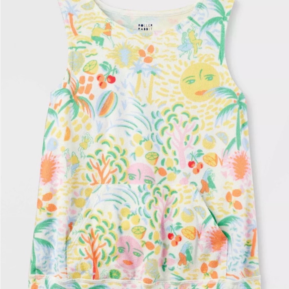 Roller Rabbit x Target Girls Adaptive Terry Tank Top Yellow/Green - Size Med